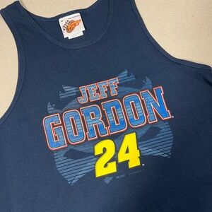 Vintage Y2K Jeff Gordon‎ 24 NASCAR Racing Tank Top Winners Circle Navy Blue 2002